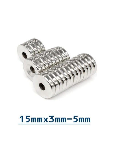 Hobialem 5 Adet - Havşa Delikli, Neodyum Mıknatıs, 15x3 Mm, Çok Güçlü Magnet