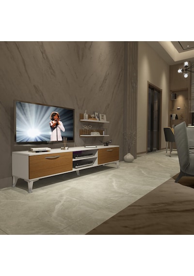 Decoraktiv Eko 4 Mdf Dvd Silver Tv Ünitesi Tv Sehpası Beyaz - Ceviz