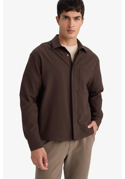Defacto Poplin Gömlek G6253ax25wnbn337 Kahve-bn337
