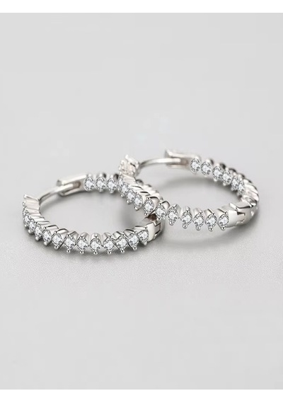Brezza Lusso Jewelry Timeless Series Sonsuz Parıltı Pırlanta Kesim Halka Gümüş Küpe Gümüş