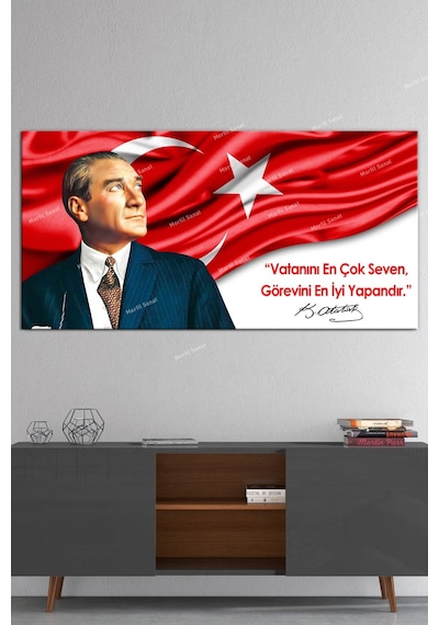 Atatürk Makam Panosu Tablosu Kanvas Tablo Resmi Kurumlar Okullar 80 x 170