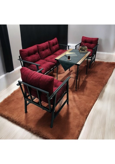 Lüx Bahçe Balkon Mobilyası , Koltuk Takımı ,çay Seti 3-1-1 Masalı Takım Bordo