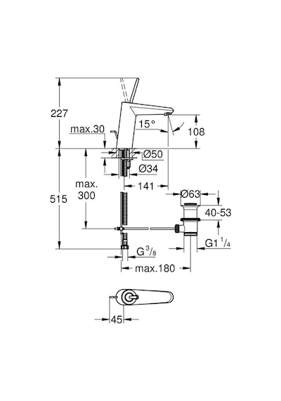 Grohe Eurodisc Joy Tek Kumandalı Lavabo Bataryası M Boyut 2342700