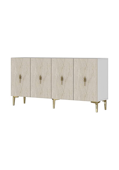Ka1527btg Salkım Konsol Ve Tv Sehpası Beyaz-traverten-gold 150cm