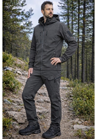 Modmen Unisex Takım Kışlık Su Gecirmez Softshell Taktik Mont İçi Polarlı Ve Softshell Pantolon İçi Polarlı Gri