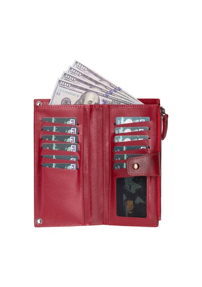 Bloominbag Lozan Strap Crimson Red Gerçek Deri Omuz Askılı Telefon Bölmeli Cüzdan Çanta Kırmızı