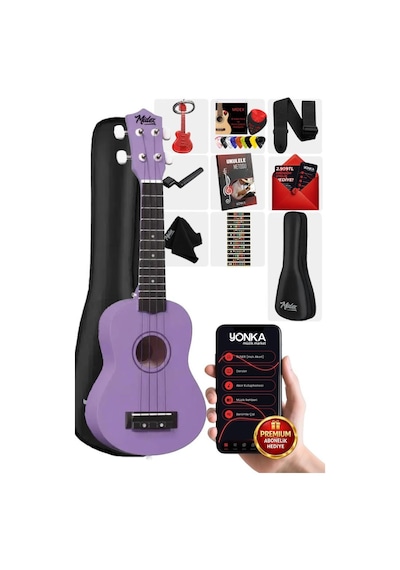Midex Ukx-901prp Mor Soprano Ukulele Askı Çanta Metod Pena