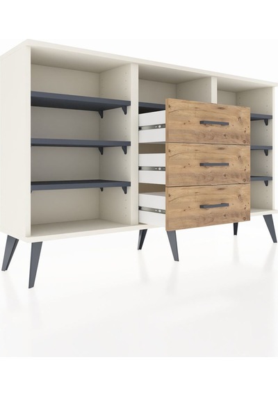 Arges Konsol 7 Raflı 3 Çekmeceli 132x30x83 Aytaşı-antrasit/çam Antrasit/çam Arges Konsol 7 Raflı 3 Çekmeceli 132x30x83 Aytaşı-antrasit/çam Antrasit/çam