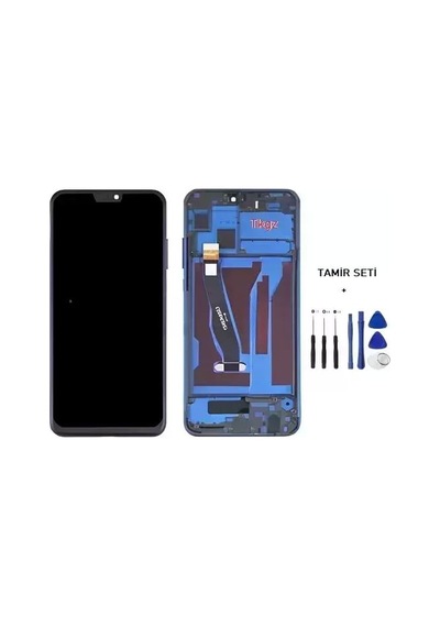 Tkgz - Honor 8x Uyumlu Lcd Ekran Dokunmatik Wandey Servis Lcd Mavi Full Çıtalı + Tamir Kiti