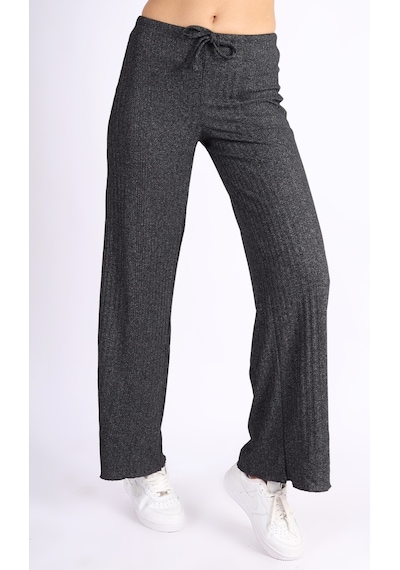 Soft&Basic Punta Raporlu Geniş Paça Siyah Pantolon Siyah