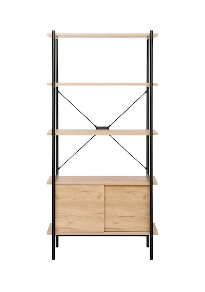 Retro 4 Raflı Sürgü Kapaklı Metal Kitaplık - Ceviz/siyah 80x163x40 Cm Ceviz - Siyah Retro 4 Raflı Sürgü Kapaklı Metal Kitaplık - Ceviz/siyah 80x163x40 Cm Ceviz - Siyah