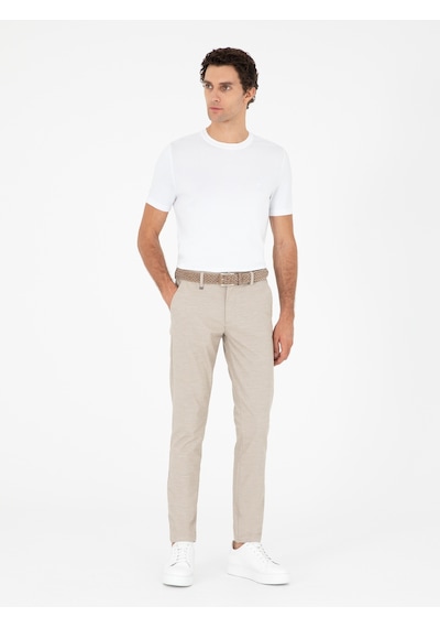 Cacharel Bej Slim Fit Pamuk Karışımlı Kanvas Pantolon