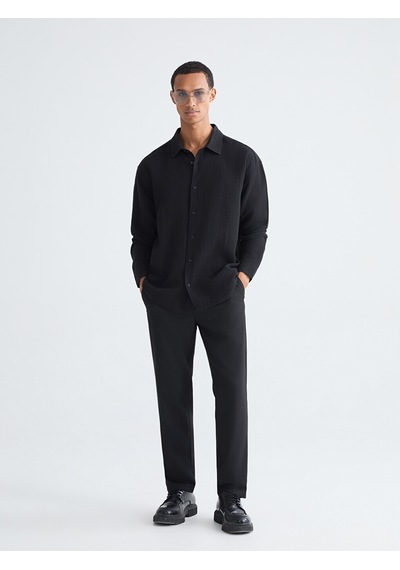 Lcw Vision Siyah Regular Fit Dokulu Erkek Gömlek