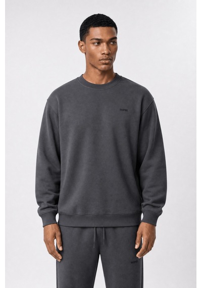 Erkek Respire Basic Oversize Sweatshirt Füme