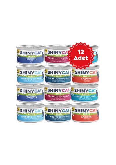 Gimcat Shinycat Broth Sos İçinde Ton Balıklı Ve Somonlu Karışık Kedi Konserve Mama 70grx12 Adet