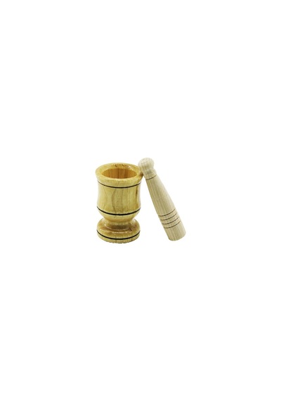 Lunaev Küçük Boy Ahşap Havan Sarımsak Dövecek Ç: 6 Cm--d: 4 Cm--y: 8.8 Cm Fileli Ambalaj Açık Bej