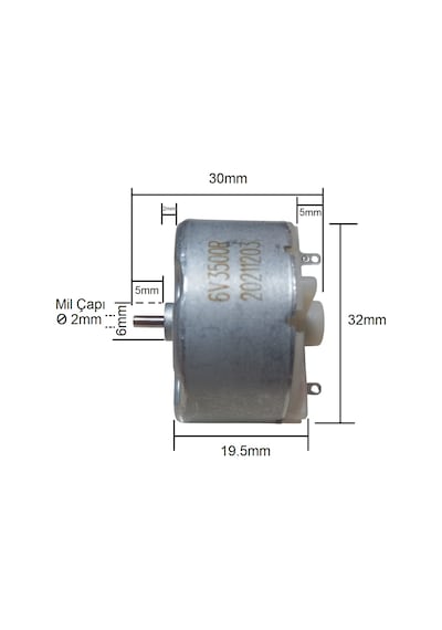 Rf-500 Dc 6v 3500rpm Dc Motor Çap 32mm Uzunluk 30mm Hobi Oyuncak Elektrik Deney Motoru