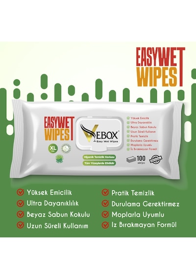 Vebox Easy Wet Wipes Yüzey Temizleme Havlusu 5x100 500 Yaprak