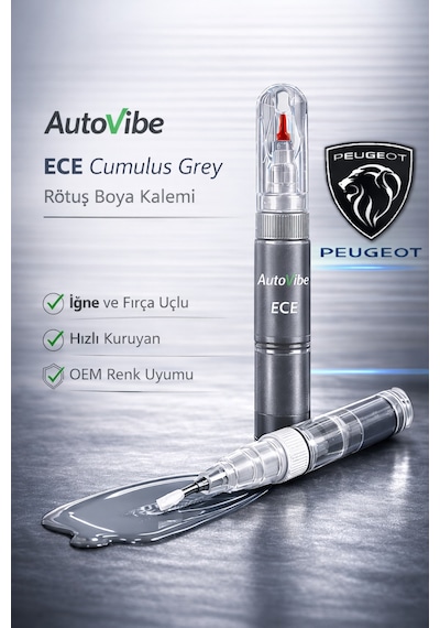 Peugeot Rötuş Boya Kalemi Ece Cumulus Grey Kümülüs Gri 2si1arada Çizik Giderici