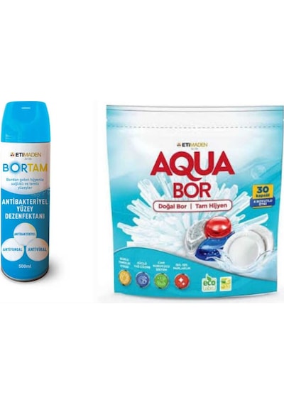 Aquabor Doğal Mineralli Bulaşık Makinesi 30 Kapsül Tablet+dezenfektan 63326861