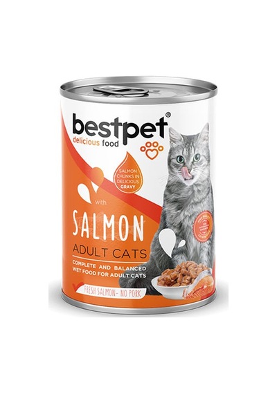 Bestpet Parça Etli Somon Balıklı Yetişkin Kedi Konservesi 6 Adet 400 Gr 243-20013.02
