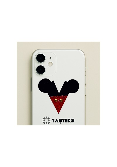 Taşlı Ütülenebilen Veya Sticker Olarak Kullanılabilen ' Mickey V ' Harfi