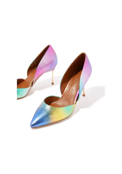Kurt Geiger Parlak Metalik Deri D'orsay Topuklu Ayakkabı Acı Kahverengi