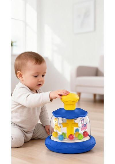 Bas-çevir Atlı Karınca Oyuncağı Renkli Toplu Eğitici Bebek Oyuncağı - Mavi