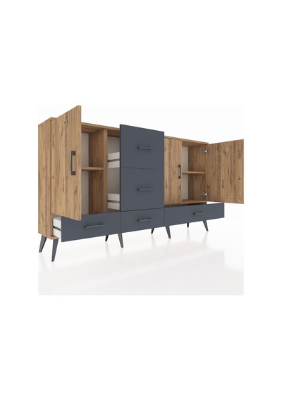Arges Konsol 4 Raflı 5 Çekmeceli 3 Kapaklı 176x30x99 Çam-çam/antrasit Atlas Çam/antrasıt - Atlas Çam Arges Konsol 4 Raflı 5 Çekmeceli 3 Kapaklı 176x30x99 Çam-çam/antrasit Atlas Çam/antrasıt - Atlas Çam
