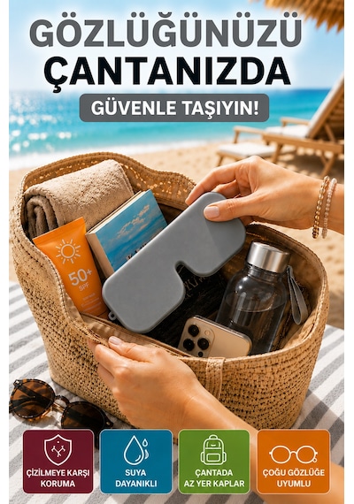 Gri Katlanabilir Silikon Gözlük Kılıfı Suya Dayanıklı Esnek Koruyucu Güneş Ve Numaralı Gözlük Kılıfı