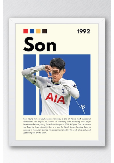 Son Heung-min Çerçeveli Tablo - Dekoratif Çerçeveli Futbolcu Poster Tablo
