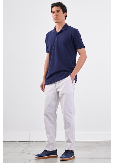 Dufy Lacivert Polo Yaka Pamuklu Düz Renk Slim Fit Erkek T-shirt Lacivert