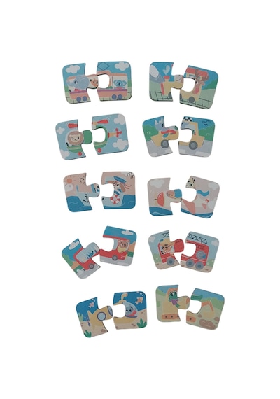 Araçlar Vehicles / 20 Parça Puzzle Yapboz Ahşap Eşleştirme Seti