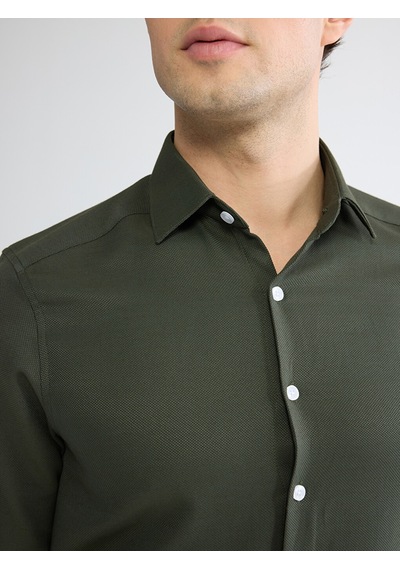 Lcw Busıness Haki Slim Fit Armürlü Erkek Gömlek