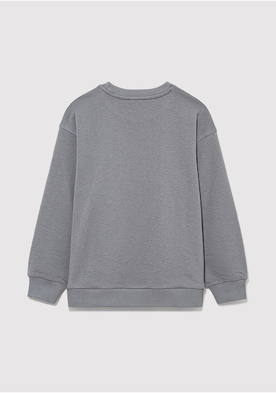 Mavi - Mv Logo Baskılı Kapüşonlu Gri Sweatshirt 6s10054-70098