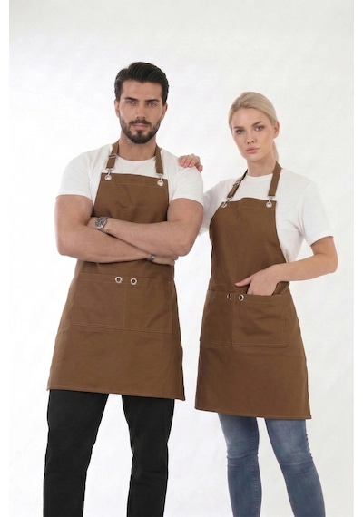 Hawk Era Önlük Şef Garson Restaurant Kafe Aşçı Mutfak Barista Kuaför Deri İş Önlüğü İki Cepli Siyah
