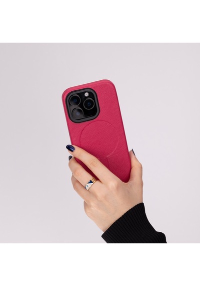 Apple İphone 16 Pro Uyumlu, Hakiki Deri, El Yapımı Kılıf, Pembe Diğer