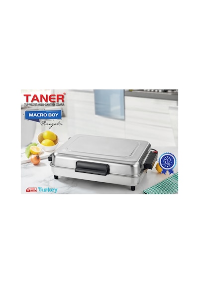 Taner Macro Boy Elektrikli Izgara 46 x 29 CM 1250 W Büyük Boy + 4 Adet Şiş