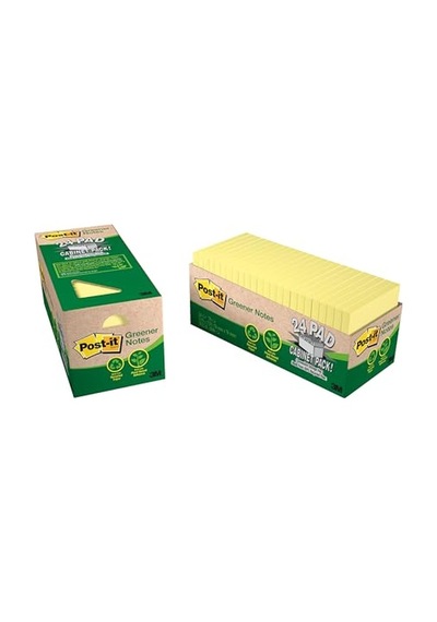 3 M Greener Notes, 3 X 3, Canary Yellow, 24 Pads/cabinet Paket Sarı 100 Yaprak Pouch Kendinden Yapışkanlı