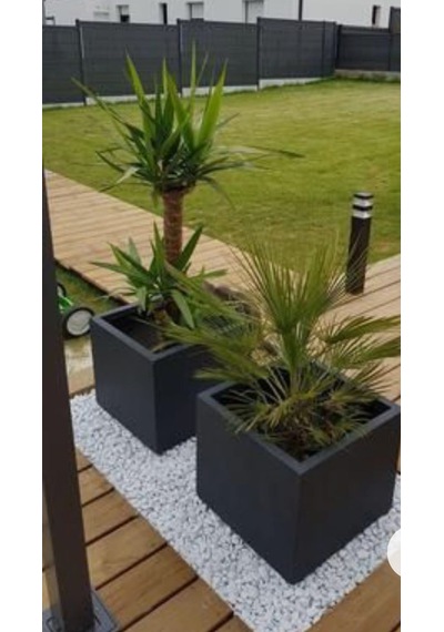 Trendesk Galvaniz Kare Saksılık, Çiçeklik ,Çiçek Standı Texture Mat Siyah 40*40*40 CM
