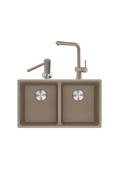 Franke Maris Mrg 120-35-35 Oyster Granit Eviye + Active Plus Doccia 2.0 Armatür + Comfort Sıvı Sabunluk Üçlü Set
