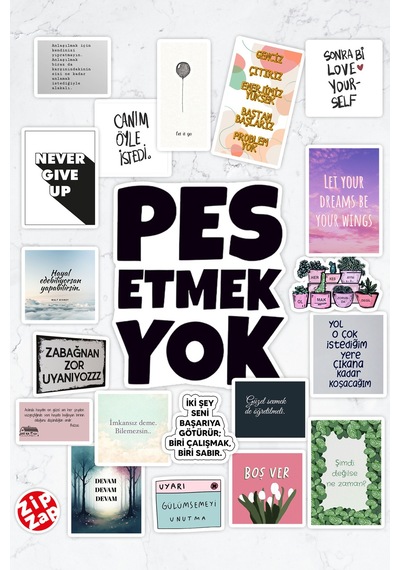 Motto Telefon Laptop Bullet Journal Yapışkanlı Folyo Sticker Paketi 20 Adet Çok Renkli