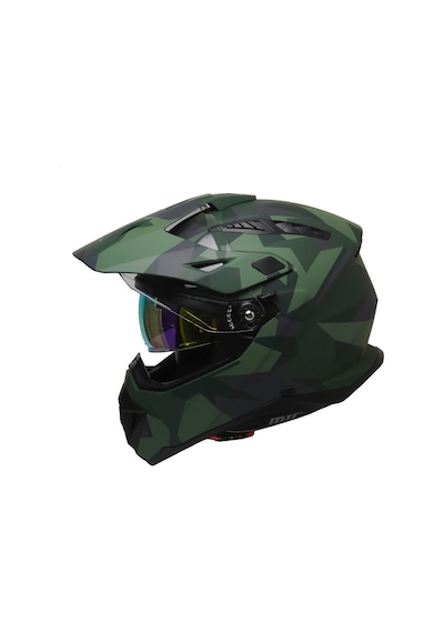 Motosiklet Cross Kask Enduro Full Face Touring Güneş Vizörlü Motorcu Kaskı Solda Çok Renkli