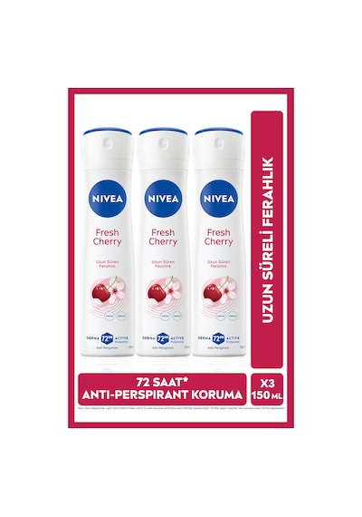 Kadın Sprey Deodorant Fresh Cherry 48 Saat Koruma 150mlx3