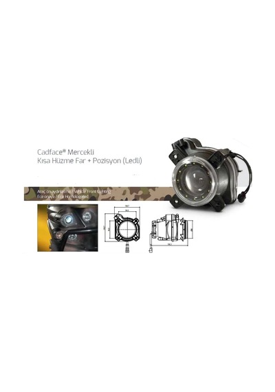 Cadface Mercekli Kısa Huzme Far + Pozısyon. 24v Ayar Motorlu. Ledli Askerı Araçlar İçin