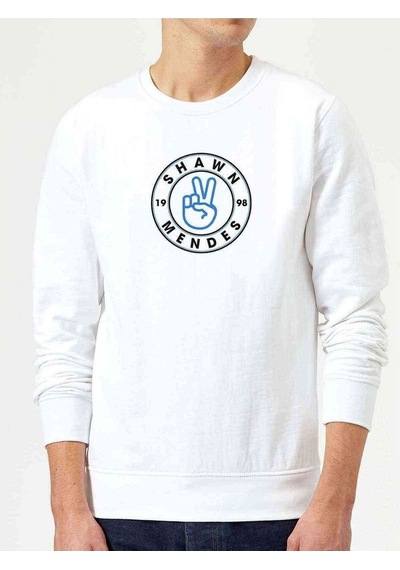 Shawn Mendes Peace 1998 Logo Baskılı Beyaz Erkek Sweatshirt