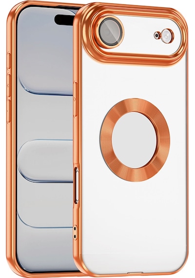 Apple     Uyumlu iPhone 17 Air Kılıf Kamera Korumalı Logo Gösteren Zore Omega Kapak - Turuncu Turuncu
