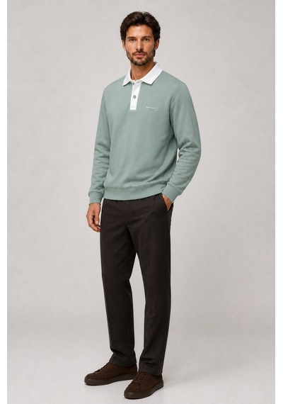 Redline Snap Erkek Regular Fit Düğmeli Kışlık Sweatshirt Mint
