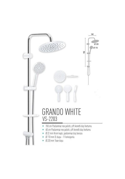 Valtemo Grando White Duş Seti