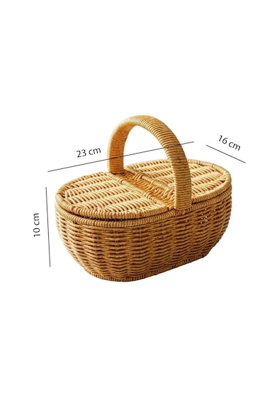 Digithome Oval Hasır Rattan Mini Kulplu Sepet - Bb6069 Diğer